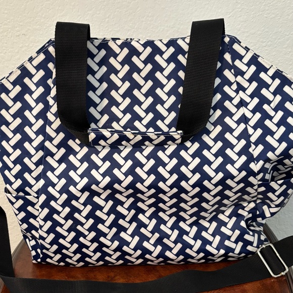 Scout Navy and White Patterned Medium Tote with Detachable Black Strap - Picture 5 of 12